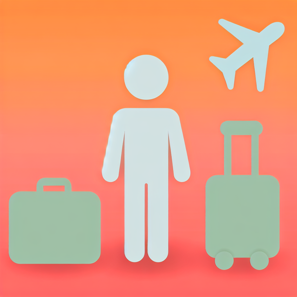 여행 도우미와 여행 가방의 아이콘